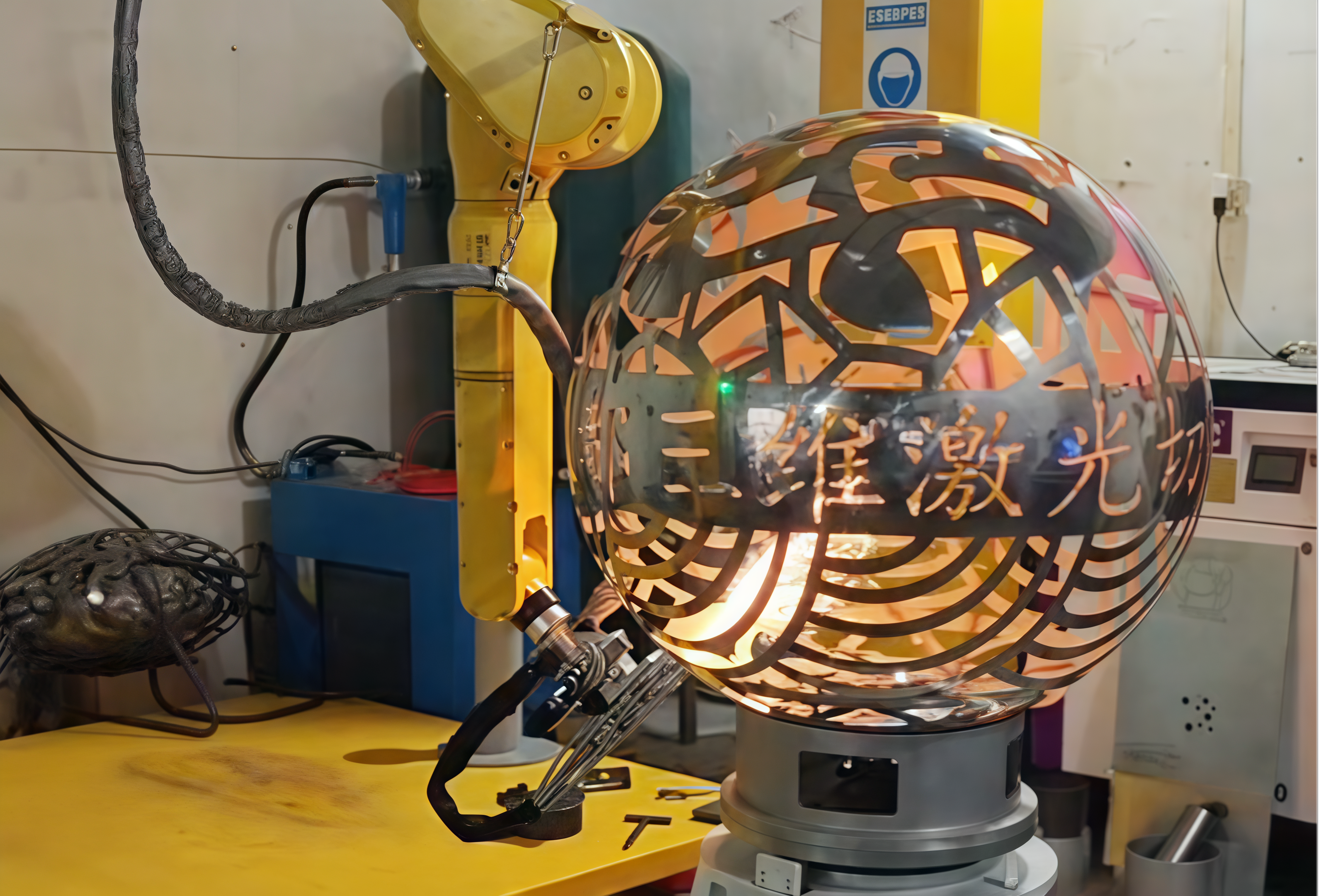 解锁工艺球切割新方式：三维激光+变位机+离线编程软件